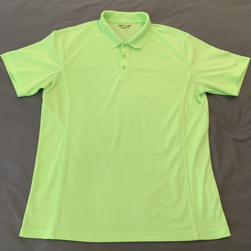 Fila Sport‎ Golf Polo Shirt Mens Large Green Athletic Fit Performance Polyester